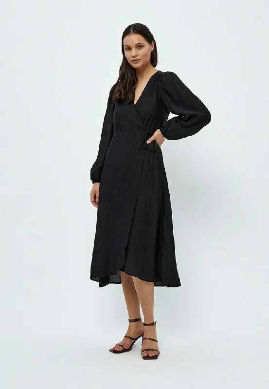 Linen casual dress-Astra Dress - Black