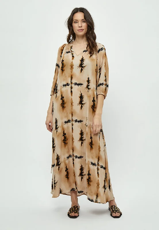 Sheer boho dress-Bina Dress - Cuban Sand Print