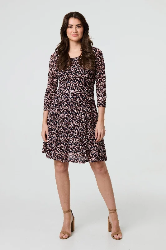 Floral wrap dress-Ditsy Floral Short Skater Dress