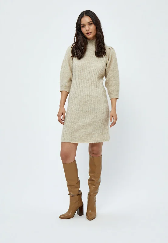 Timeless A-line dress-MSDitta Knit Dress - Oyster Grey Melange