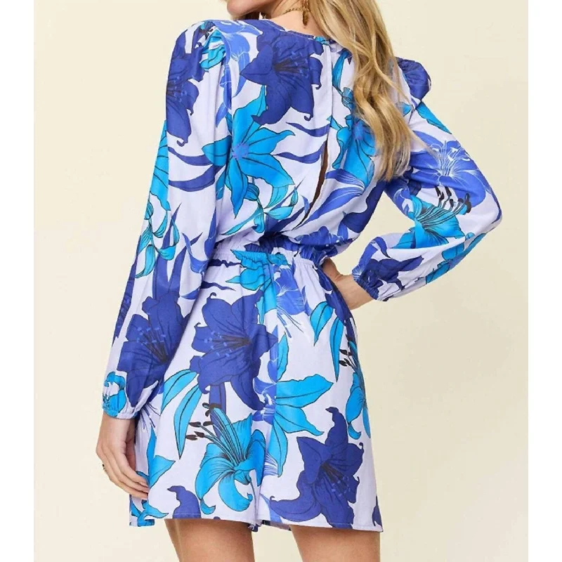 Grunge ripped dress-Double Take - Floral Bliss Long Sleeve Romper Ensemble With Pockets