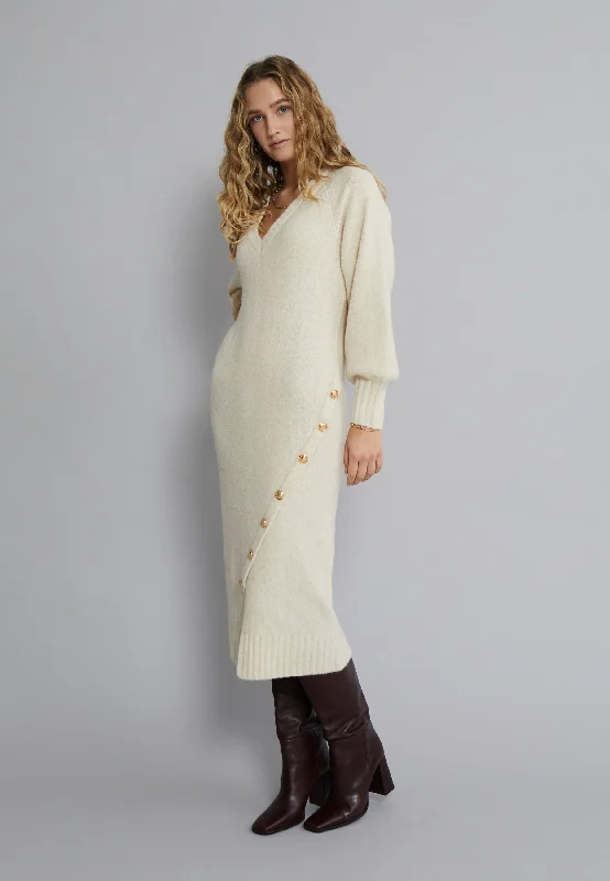 Boho tiered dress-DSFine GRS Dress - Fog Sand Mel.