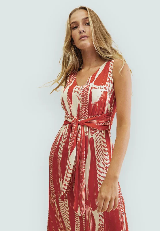 Light chiffon dress-DSMelanie Wrap Dress - Red Clay Print