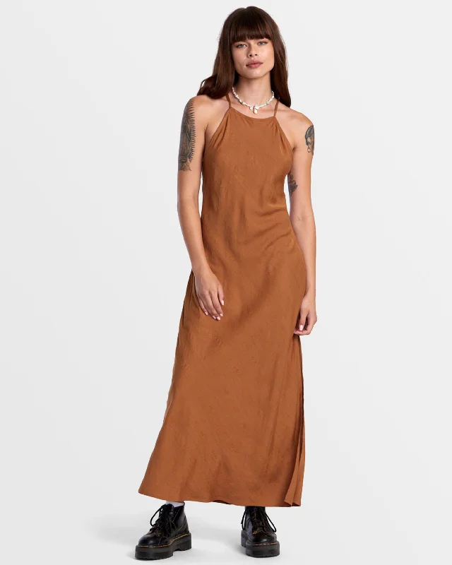 Beachy linen dress-Exile Midi Sun Dress - Camel