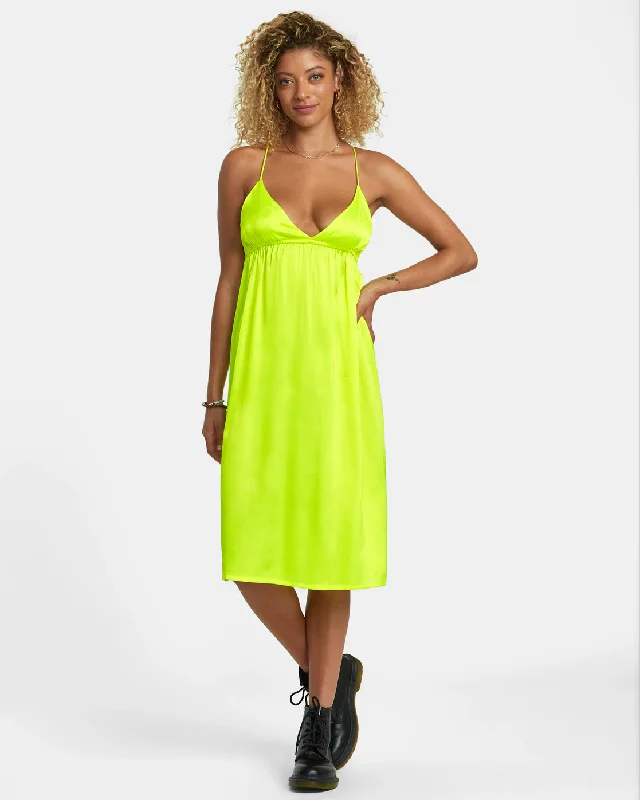 Printed midi dress-Faded Midi Dress - Neon Yellow