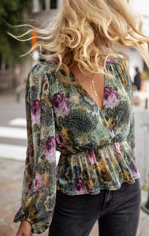 Lace slip dress-Floral Aidan Blouse