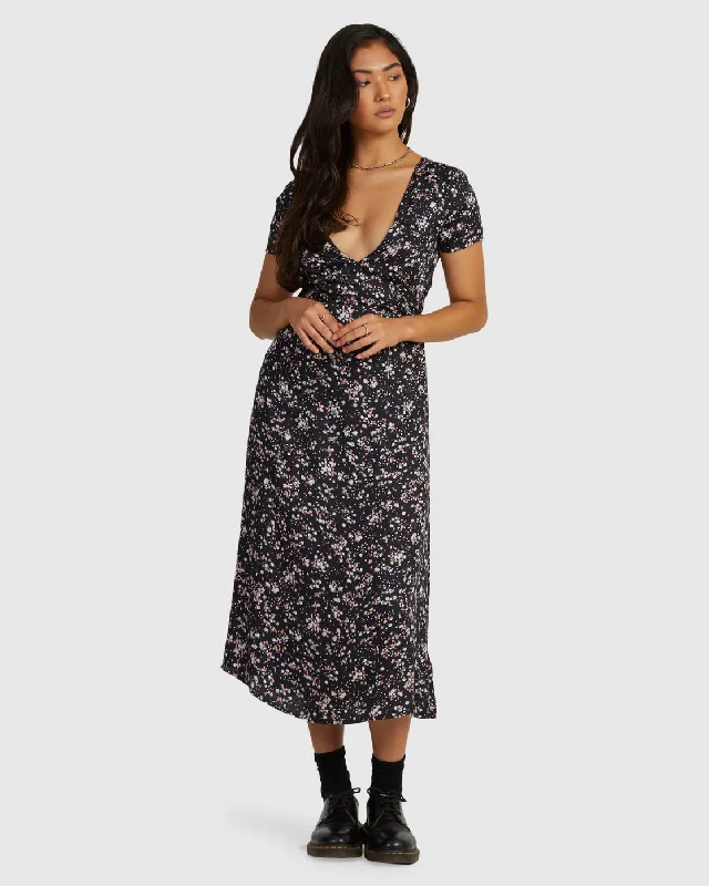 Cute babydoll dress-Heaven Sent Midi Dress - RVCA Black