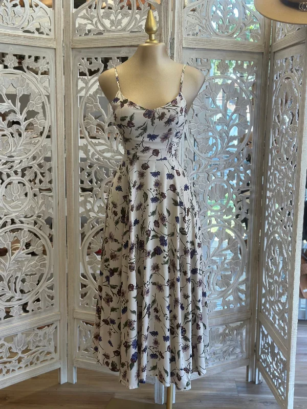 Glitter sparkly dress-Ivory Tie Back Maxi Floral Dress