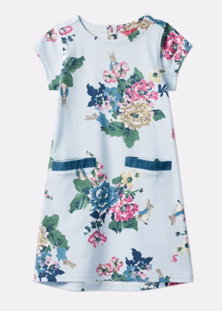 Morning coffee dress-Joules Patch Official Peter Rabbit Collection Pocket Dress - Rabbit Floral