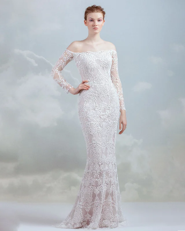 Smooth silk dress-Lace Fitted Gown