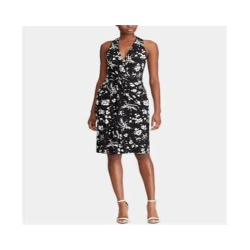 Wool winter dress-Lauren Ralph Lauren Women's Floral-Print Halter Dress Black/Cream Size 6