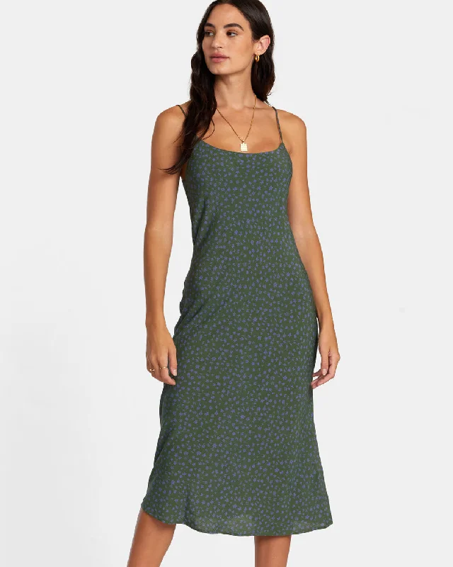 Silk wrap dress-Maiden Midi Dress - Leaf