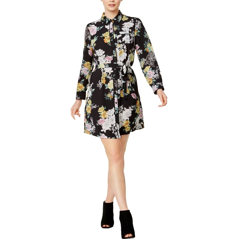 Luxury satin dress-maison Jules Womens Floral-Print Shirt Dress, Black, X-Small