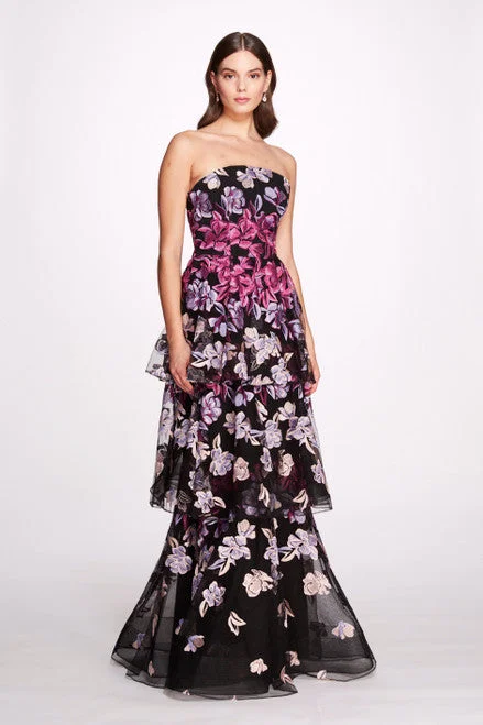 Picnic gingham dress-Marchesa Notte Falling Flowers Gown