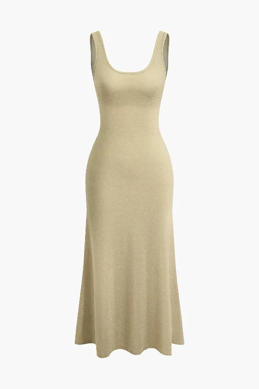 Evening gala dress-Glitter Sleeveless Midi Dress