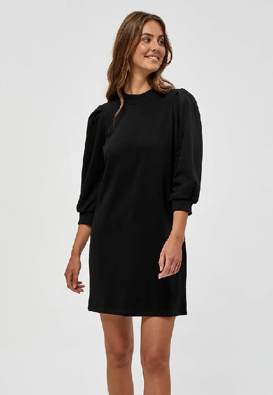 Comfy sweater dress-MSMika Puff Sweat Dress - Black