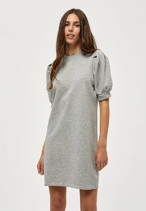 Fun polka dot dress-MSMika Sweat Dress - Light Grey Melange