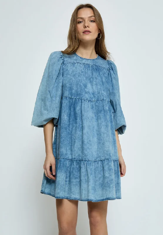 Plush suede dress-MSEloise Dress - Light Denim