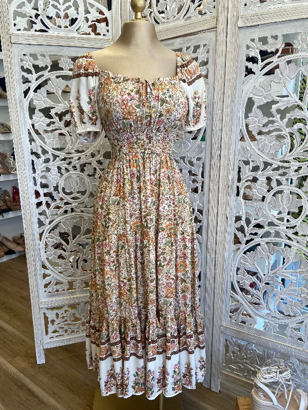 Smock relaxed dress-Multi Floral Maxi Dress