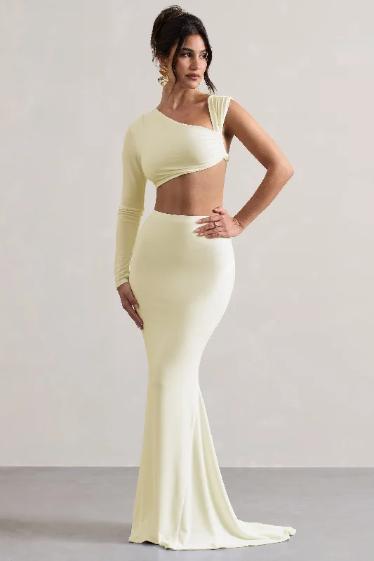 Ruched mini dress-Neomie | Cream Fishtail Maxi Skirt