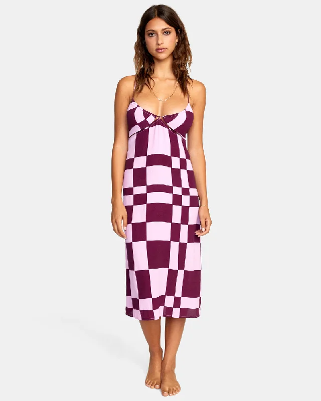 Picnic gingham dress-No Judgement Midi Dress - Orchid