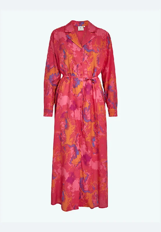 Rugged corduroy dress-PCTalum Shirt Dress - Virtual Pink Print