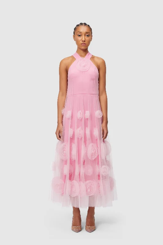 Fringe festival dress-ROSE APPLIQUE MAXI DRESS