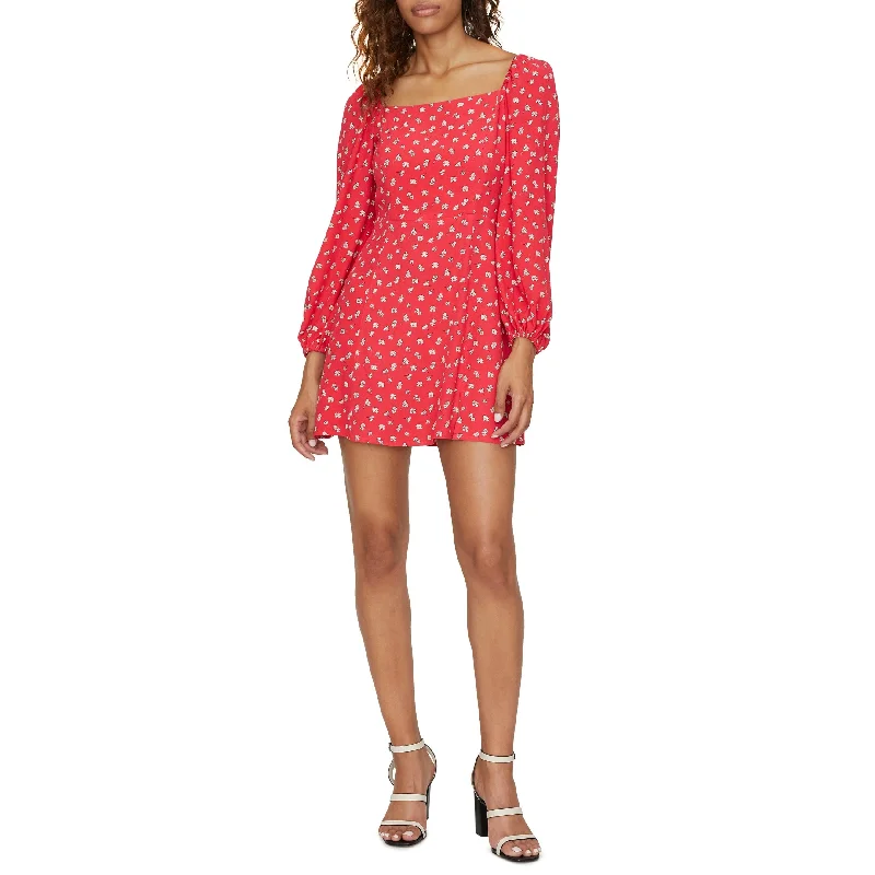 Button-up vacation dress-Sanctuary Women's Floral Long Sleeve Short Fit Flare Dress Red Size 10