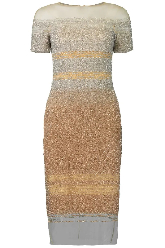 Wool sweater dress-Silver & Gold Ombre Sequin Cocktail Dress