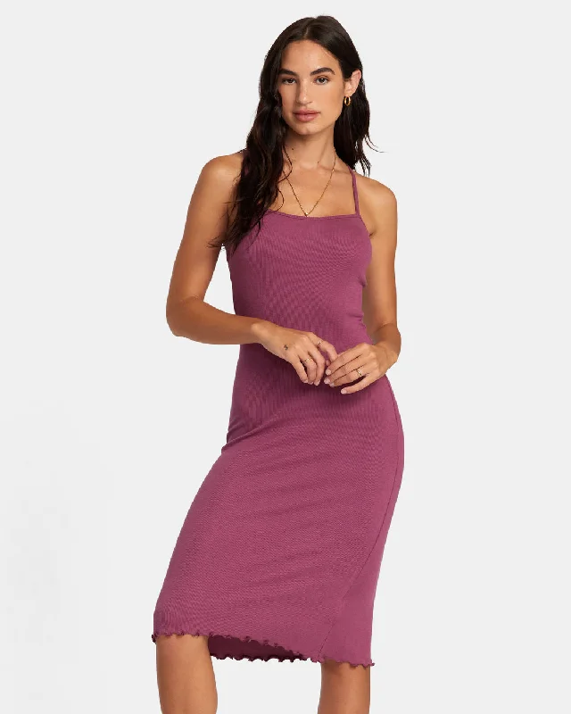 Fitted bodycon dress-Slink Midi Dress - Mulberry