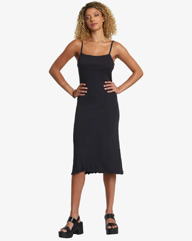 Organic silk dress-Slink Midi Dress - RVCA Black