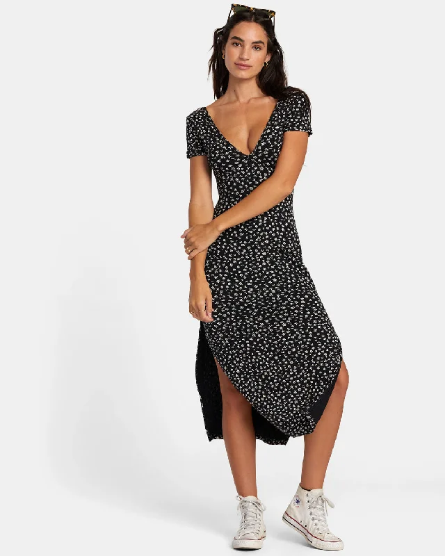 Denim shirt dress-Smitten Midi Dress - RVCA Black