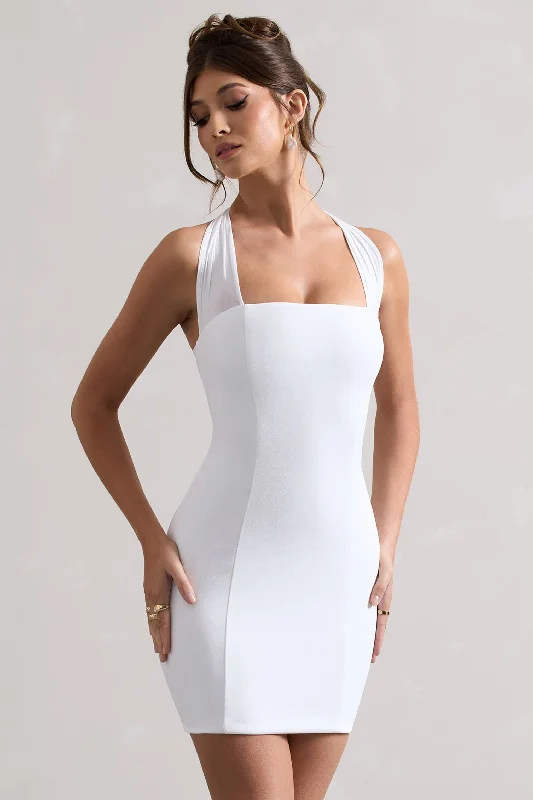 Relaxed shift dress-Soul | White Bodycon Halter-Neck Mini Dress