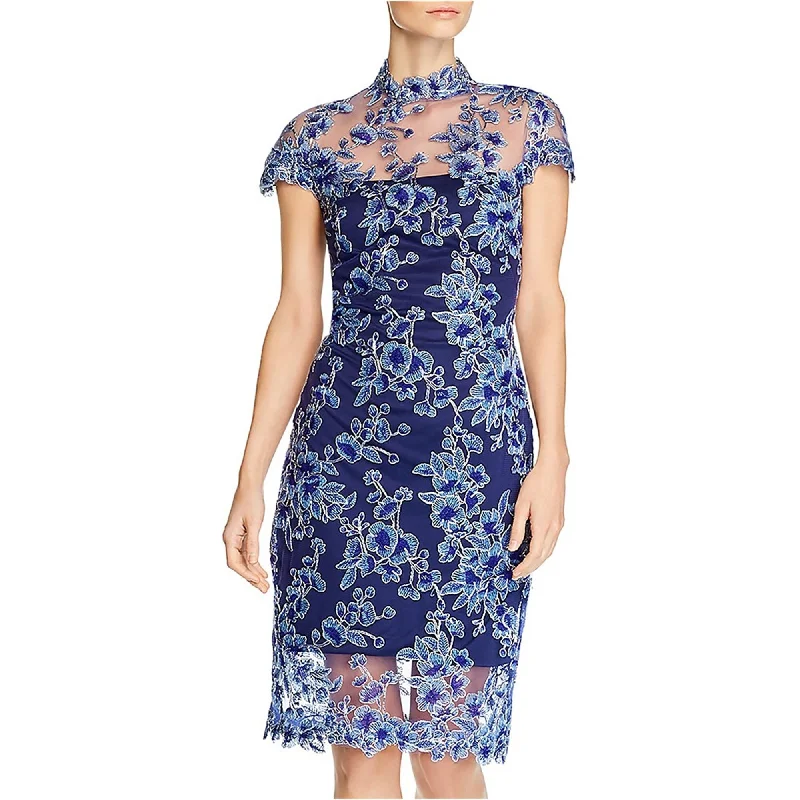 Relaxed shift dress-Tadashi Shoji Womens Floral Cocktail Dress, Blue, 10