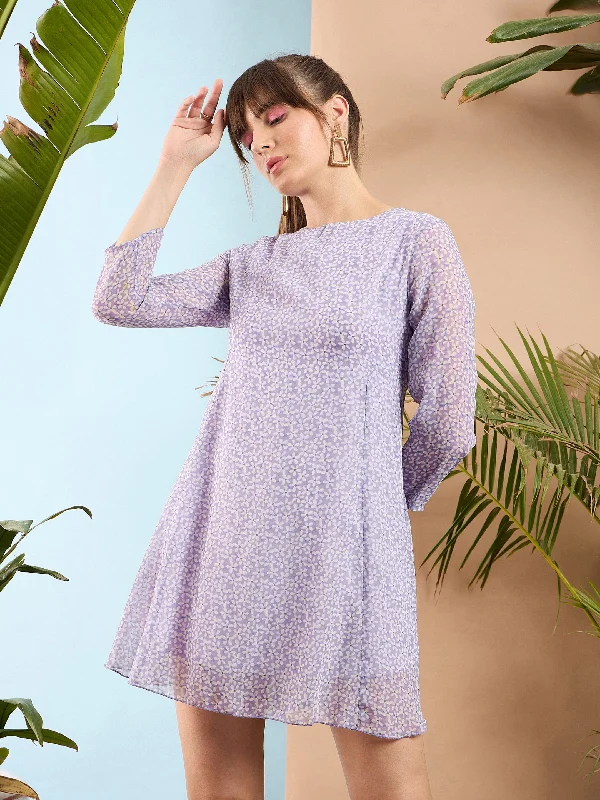 Multicolor floral dress-Women Lavender Ditsy Floral Dress