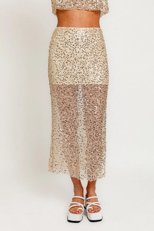 Outdoor rugged skirt-Backstage Gold Sequin Midi Skirt - Final Sale