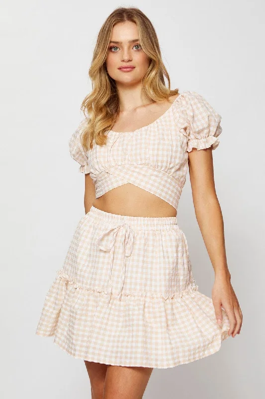 Tailored work skirt-Check Ginghamâ Mini Skater Skirt