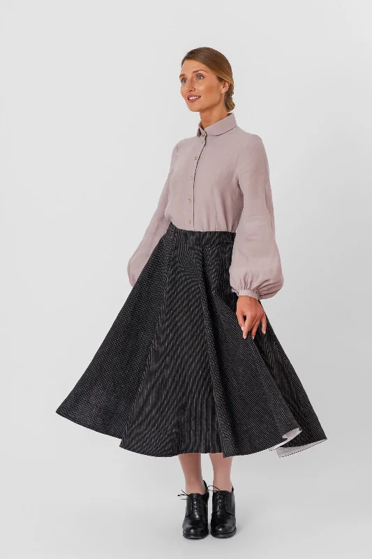 Striped midi skirt-Classic Skirt, Patterned