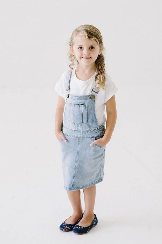 Cozy wool skirt-'Emerson' Girl Light Denim Skirt Overalls