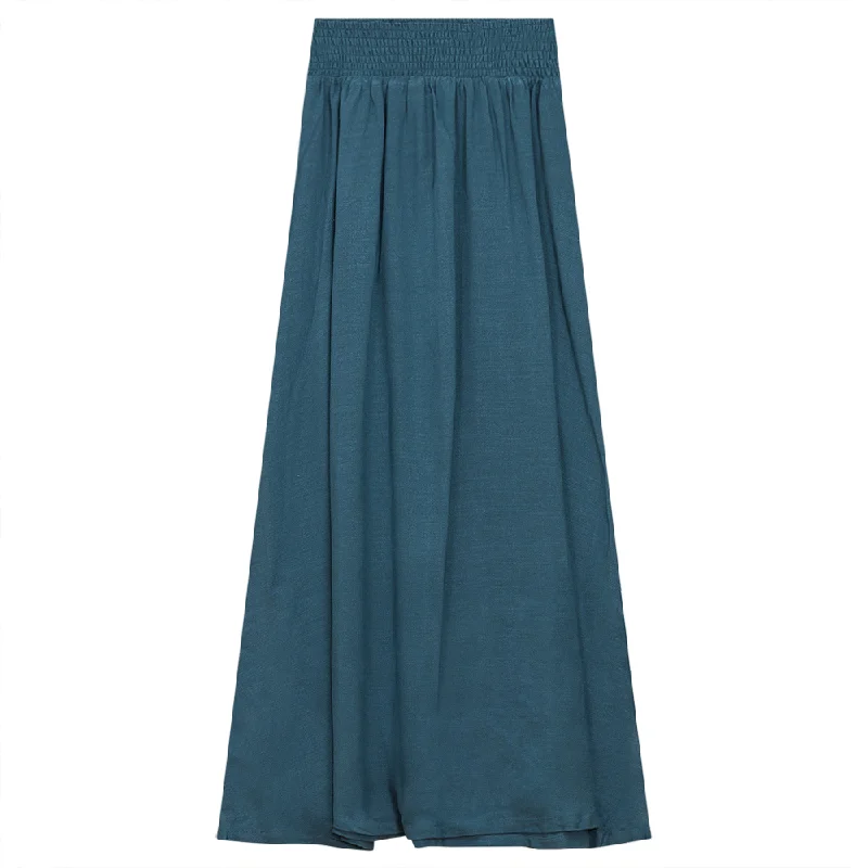 Teal ocean skirt-FYI Smoke Blue Long Skirt SB4CPT5047S