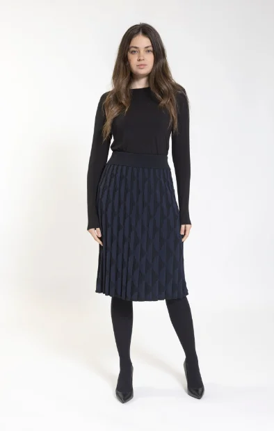 Circle summer skirt-Harper Blk/Blue Triangle Knit Skirt TW23179-B