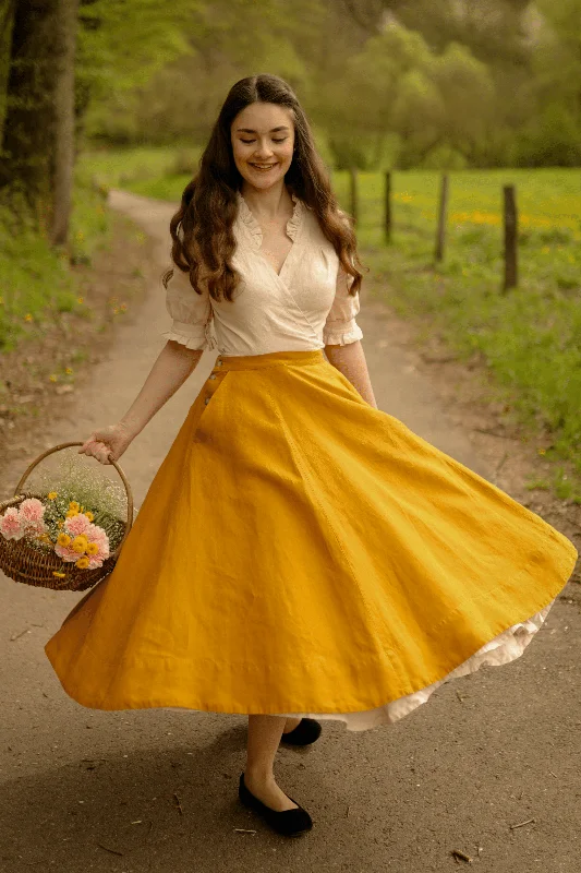 Button-up summer skirt-Knightley Skirt, Marigold