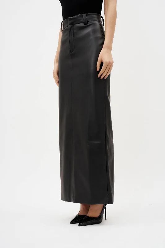 Flowy chiffon skirt-Luna Silhouette Black Skirt