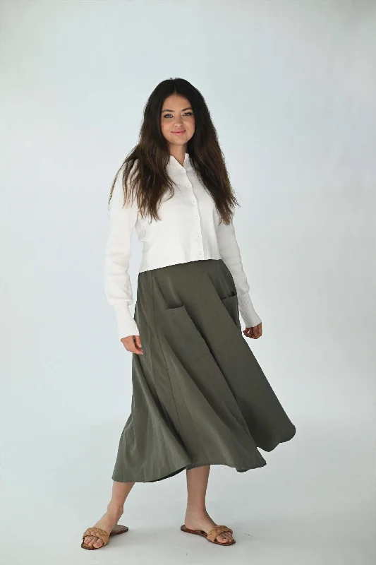 Velvet mini skirt-Monn Olive Pocket Skirt M405O