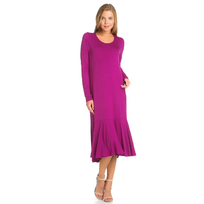 Bespoke evening skirt-Ruffle Midi Dress in Magenta