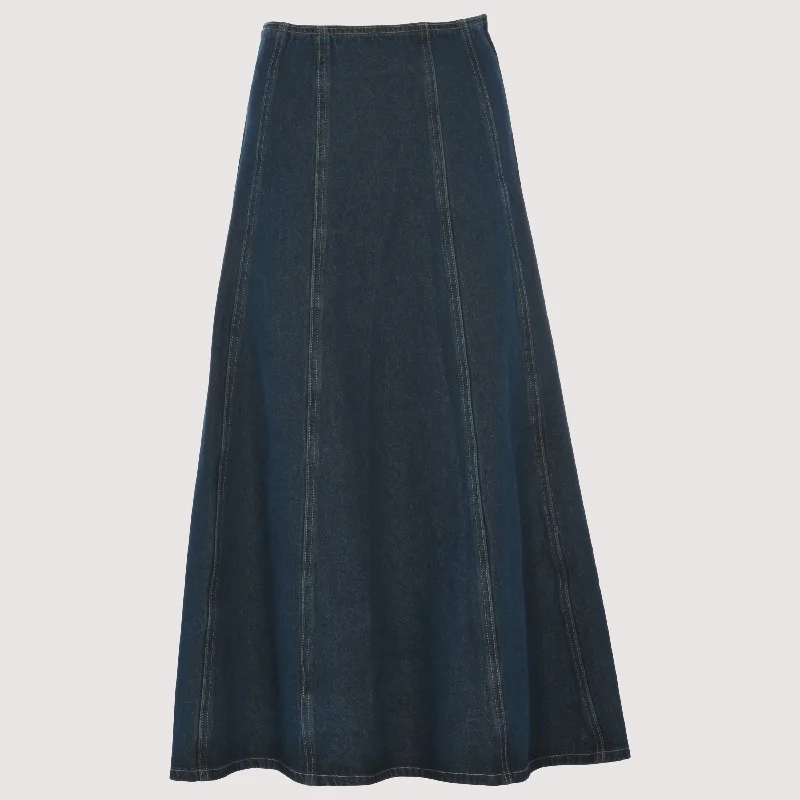 Dainty floral skirt-Story Denim Long Tappen Skirt W-8806