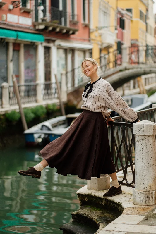 Cotton breezy skirt-Wrap Skirt, Twill Linen